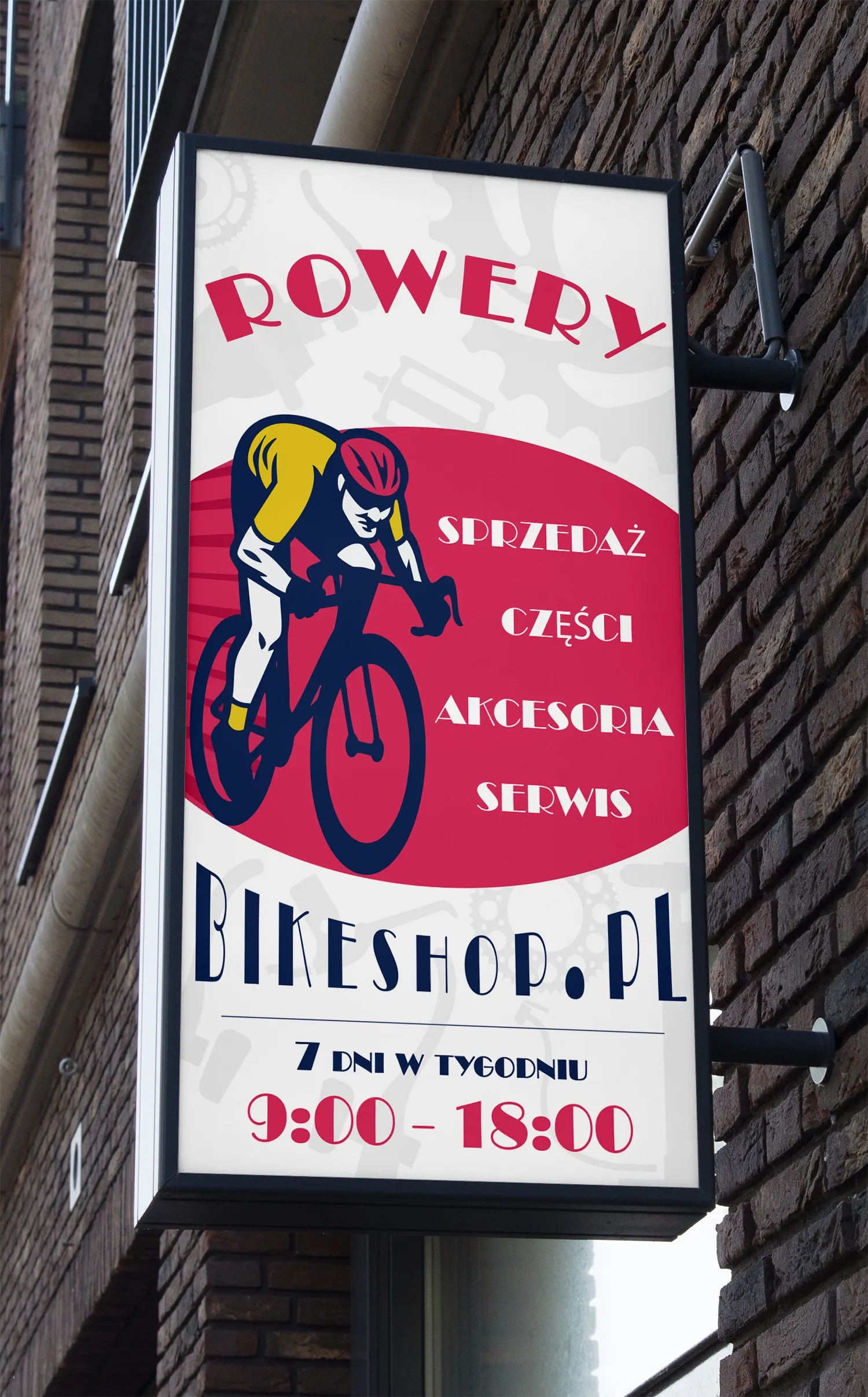 Projekt dwustronnego kasetonu reklamowego dla sklepu rowerowego Bikeshop.pl