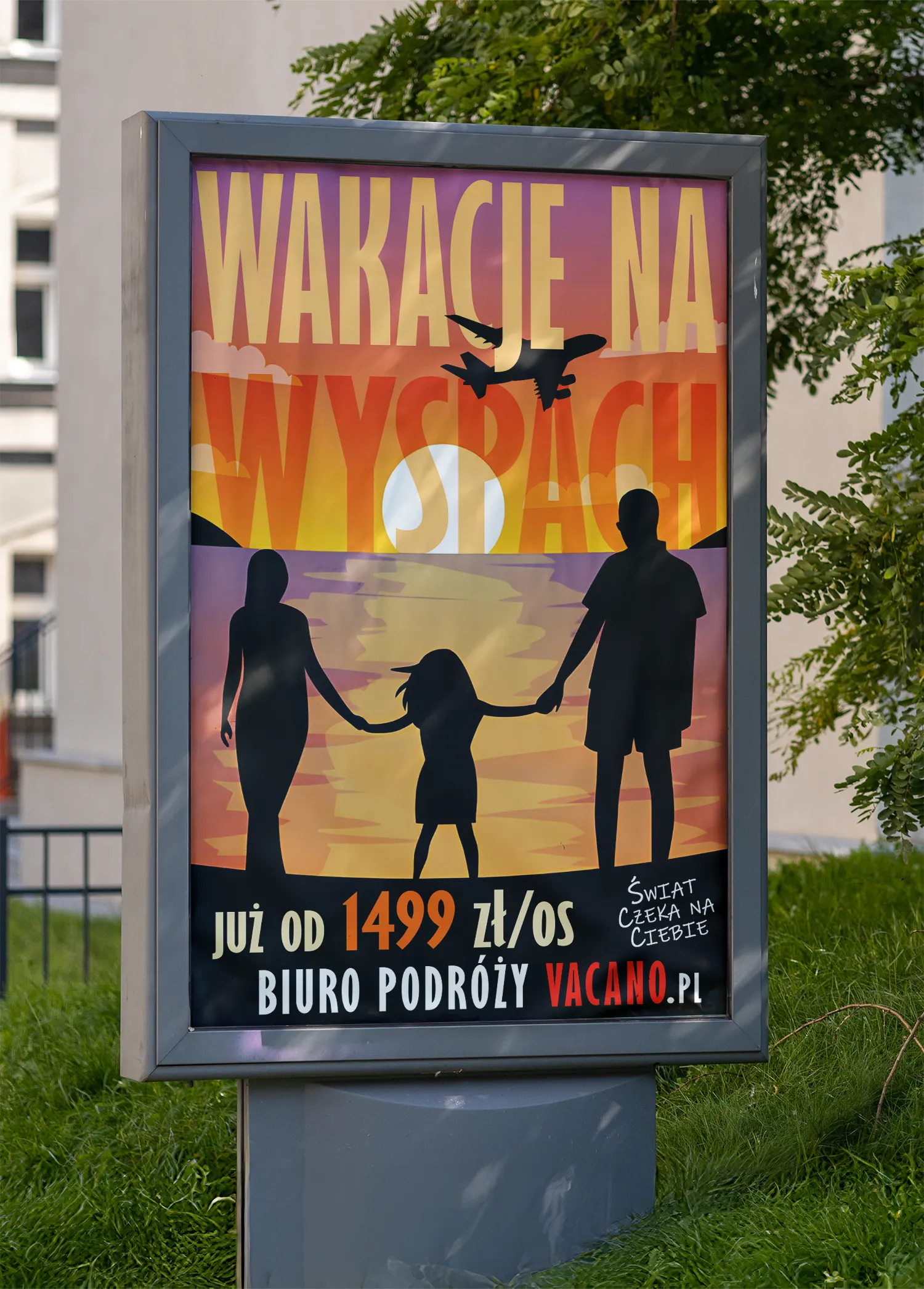 Projekt reklamy citylight Wakacje na wyspach dla biura podróży VACANO.pl